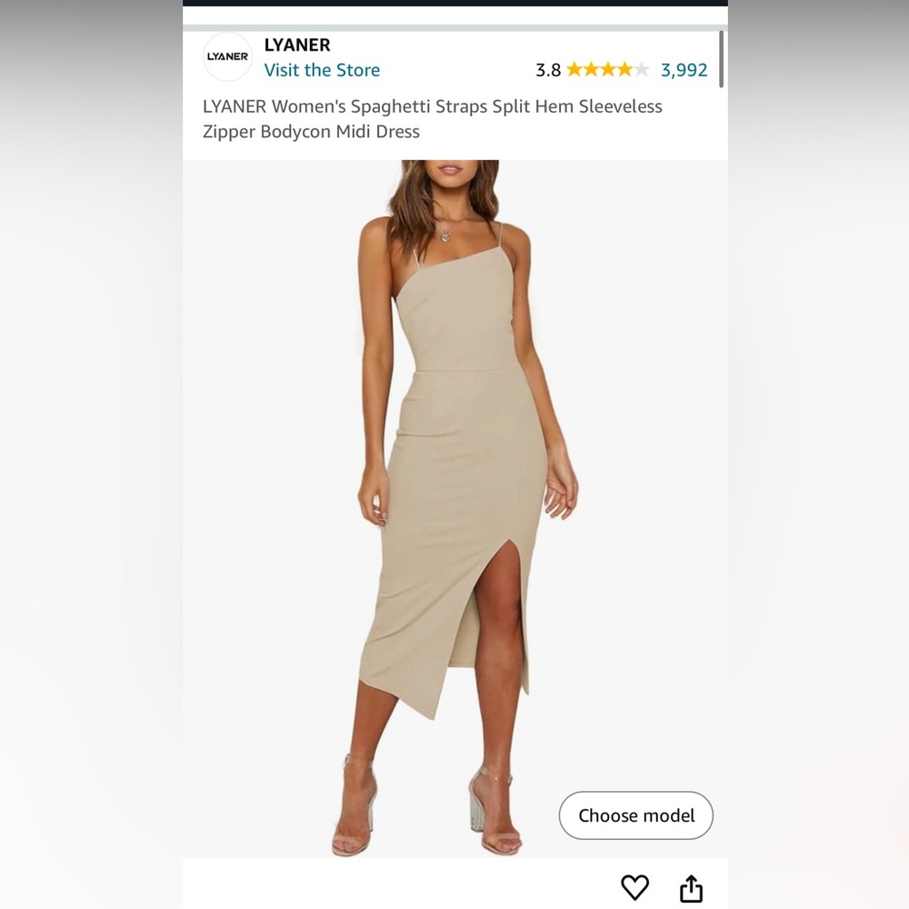 Amazon Lyaner Tan Asymmetrical Bodycon Midi Dress Size Medium